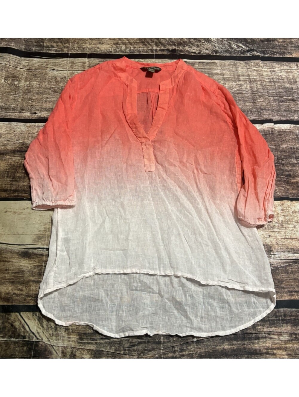 Tommy Bahama Top Womens XS Linen Gradient 3/4 Sleeves